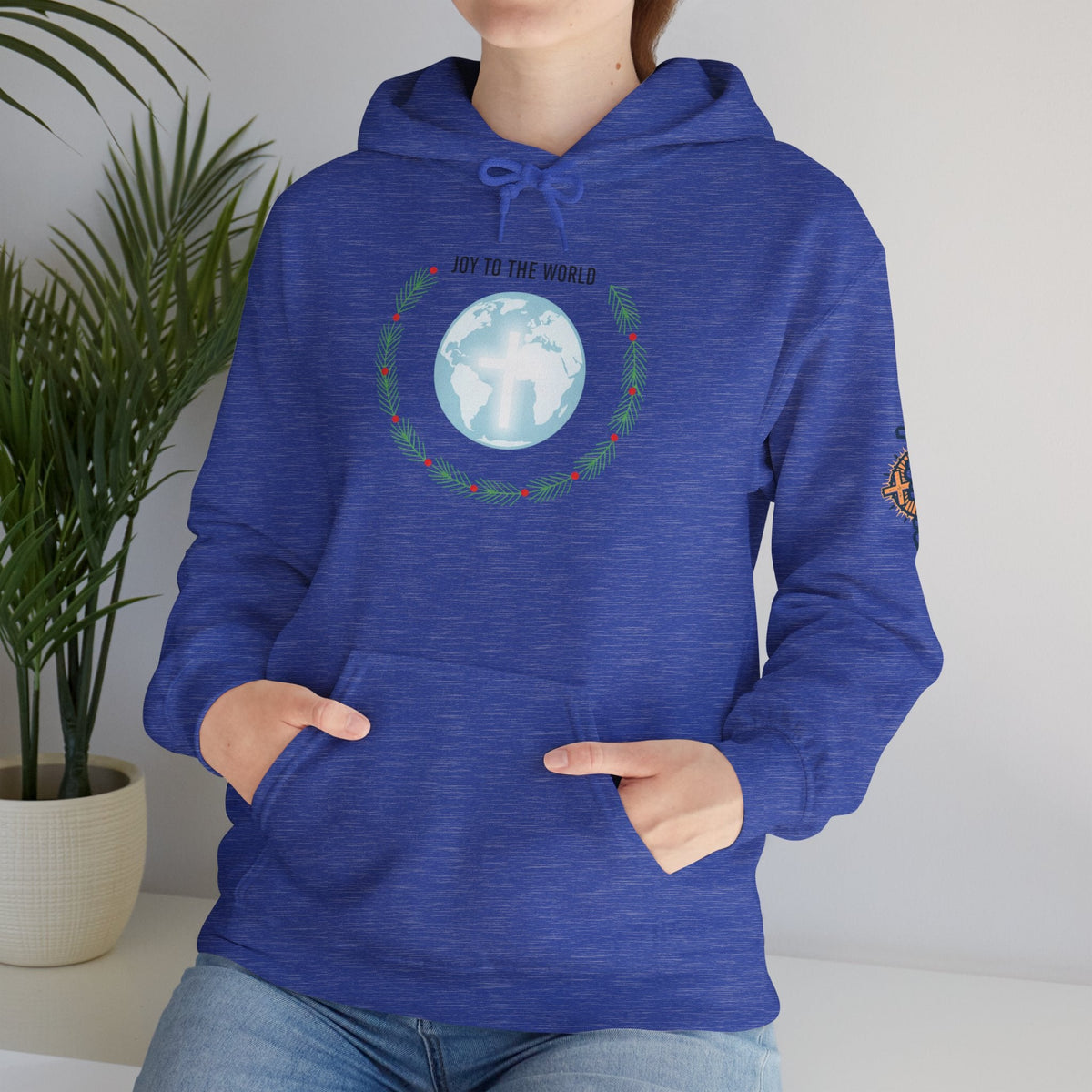 Joy to the World Hoodie – Wreath Earth Nativity Christian Christmas Sweatshirt for Isaiah 9:6 Holiday Faith & Festive Joy Printify