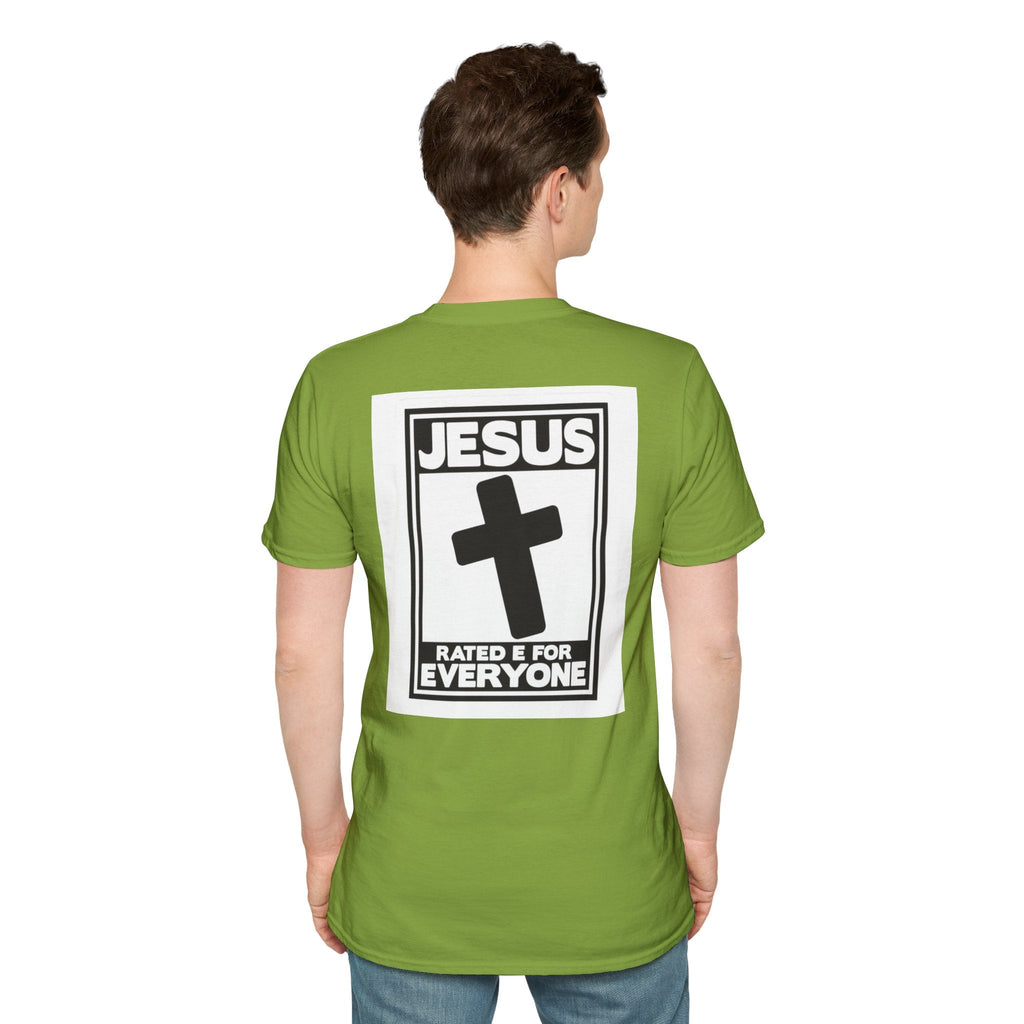 Jesus, Rated E for Everyone T-shirt - Gamer Faith T-shirt - Christian Video Game Parody Printify