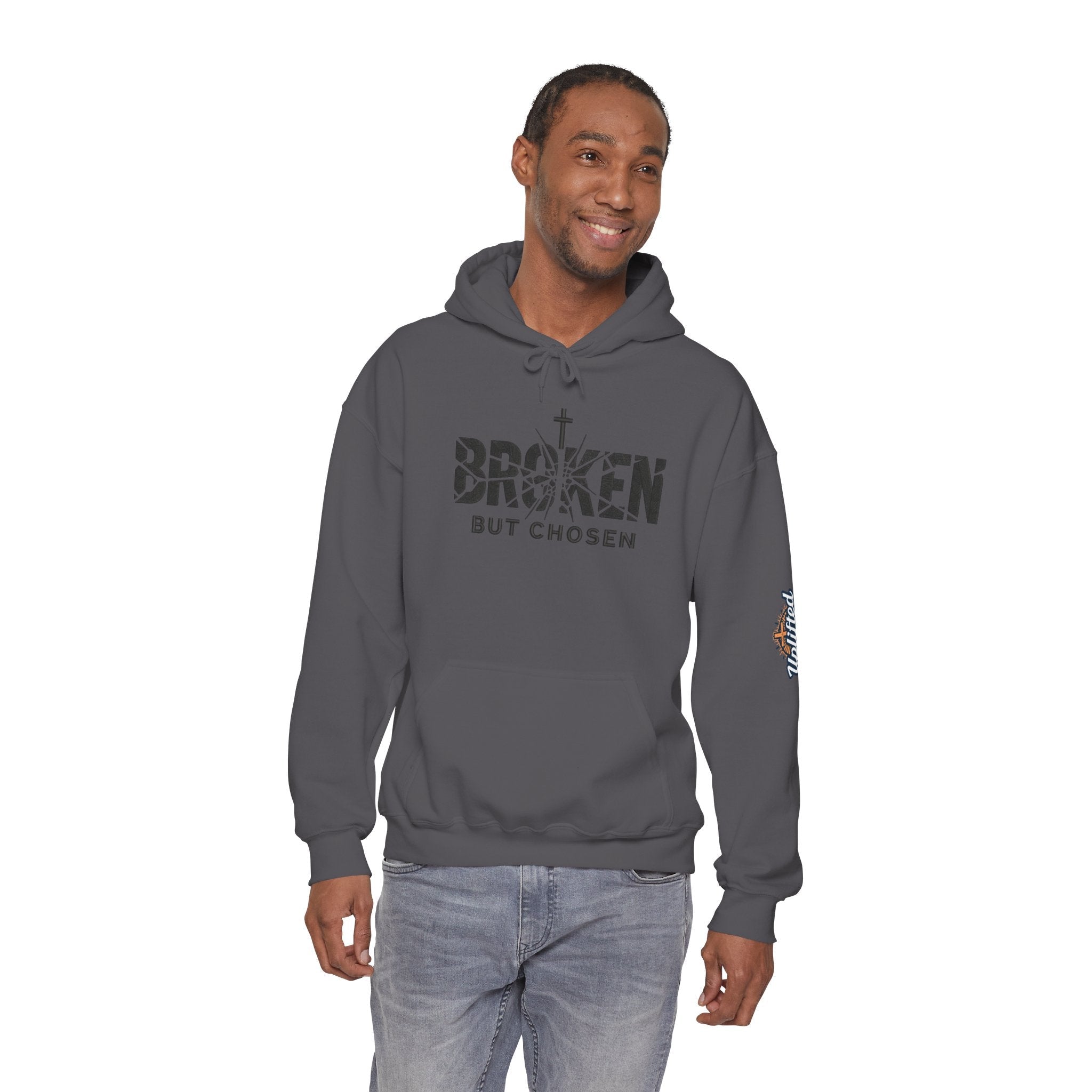 Broken But Chosen Hoodie — Christian Faith Graphic Sweatshirt Printify