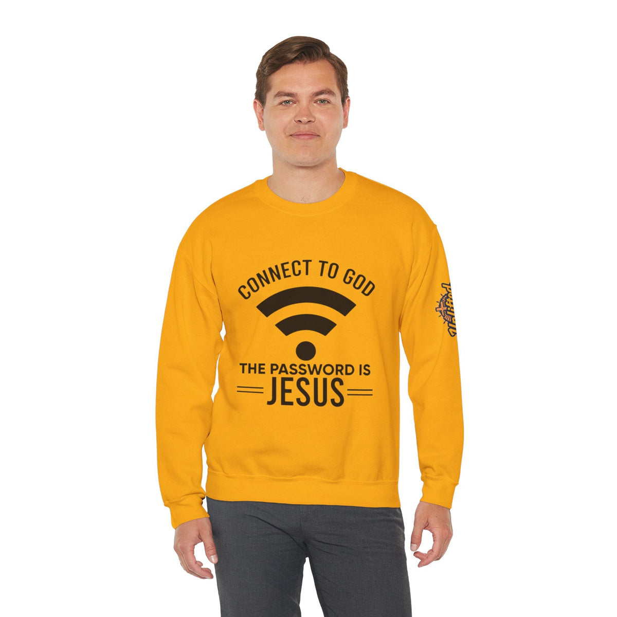 Connect to God Sweatshirt - WIFI Password is Jesus - Funny Christian Faith Sweatshirt Printify