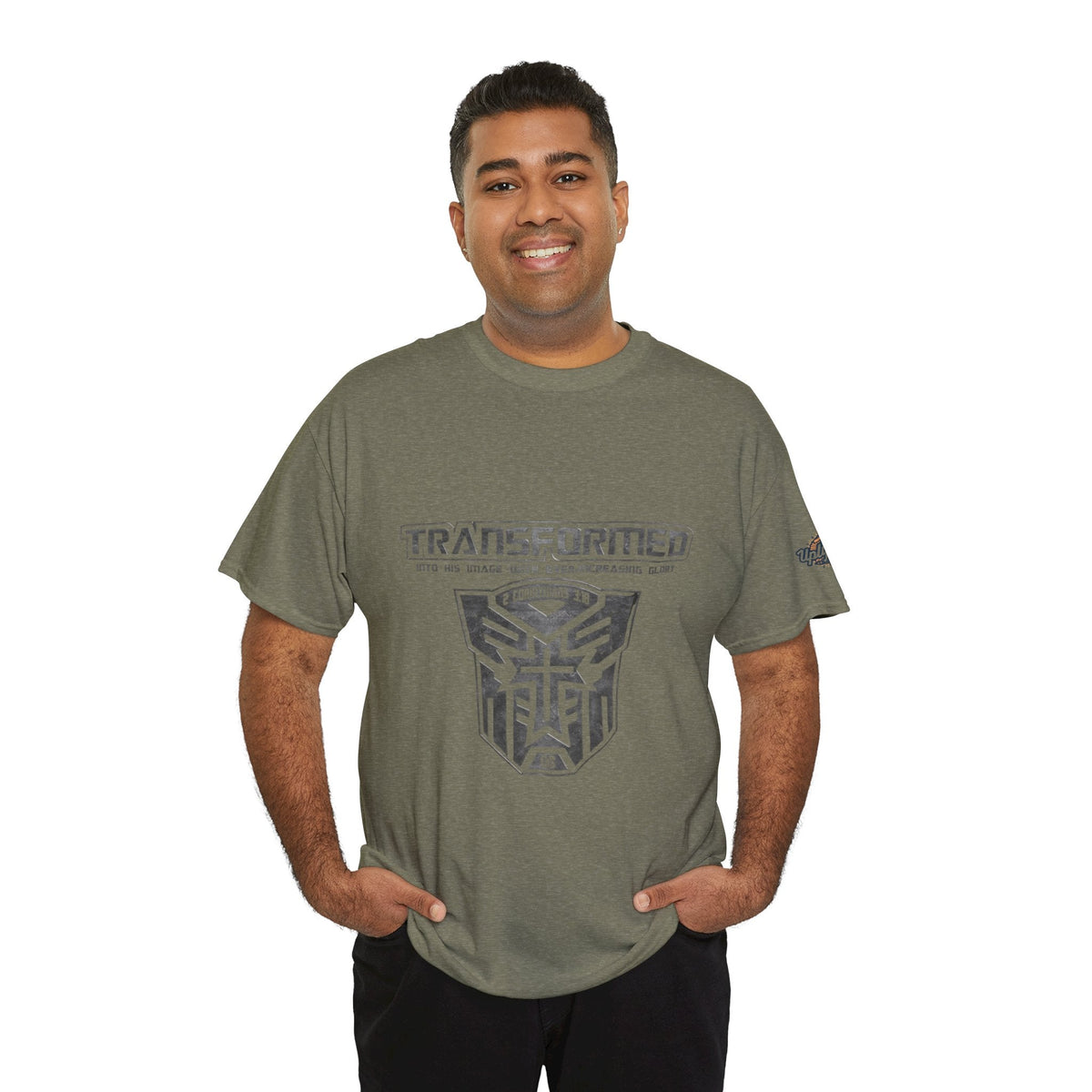 Transformer Logo Christian T-shirt | 2 Corinthians 3:18 Bible Verse T-shirt Printify