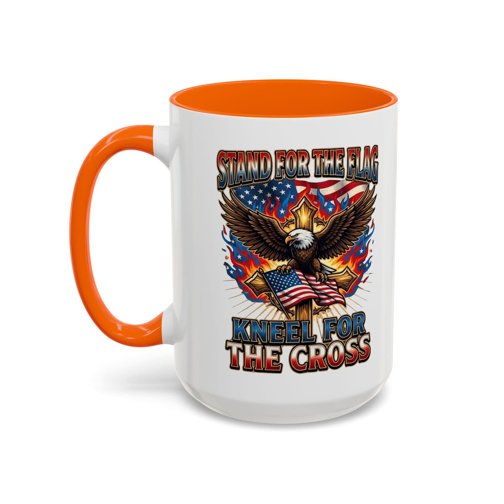 Patriotic Eagle Coffee Mug — "Stand for the Flag, Kneel for the Cross" (11/15oz) Printify