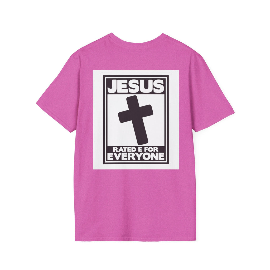 Jesus, Rated E for Everyone T-shirt - Gamer Faith T-shirt - Christian Video Game Parody Printify