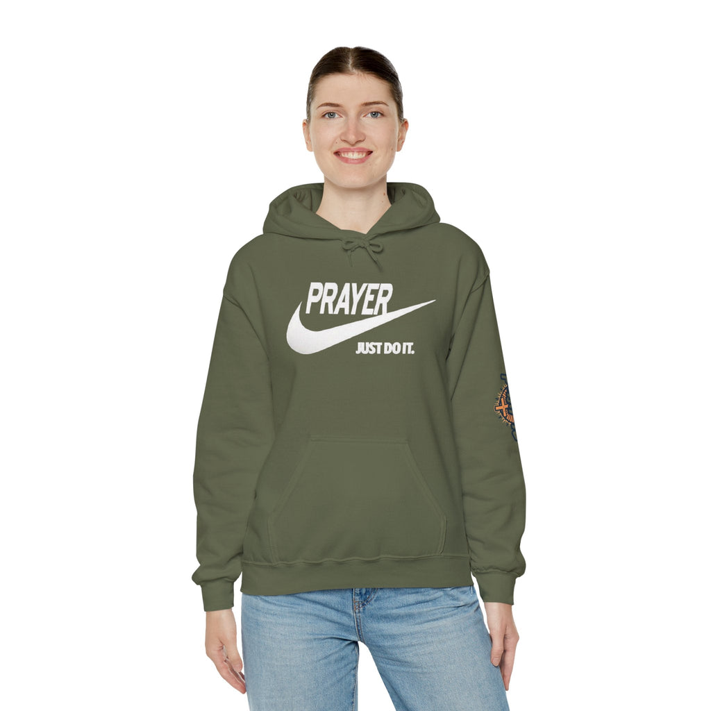Prayer Just Do It Hoodie - Funny Christian Nike Parody Hoodie - Faith Gear Printify