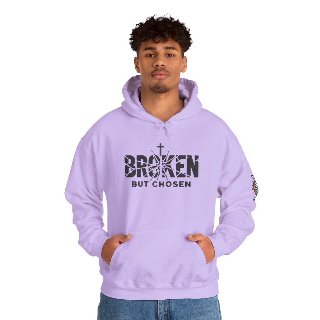 Broken But Chosen Hoodie — Christian Faith Graphic Sweatshirt Printify