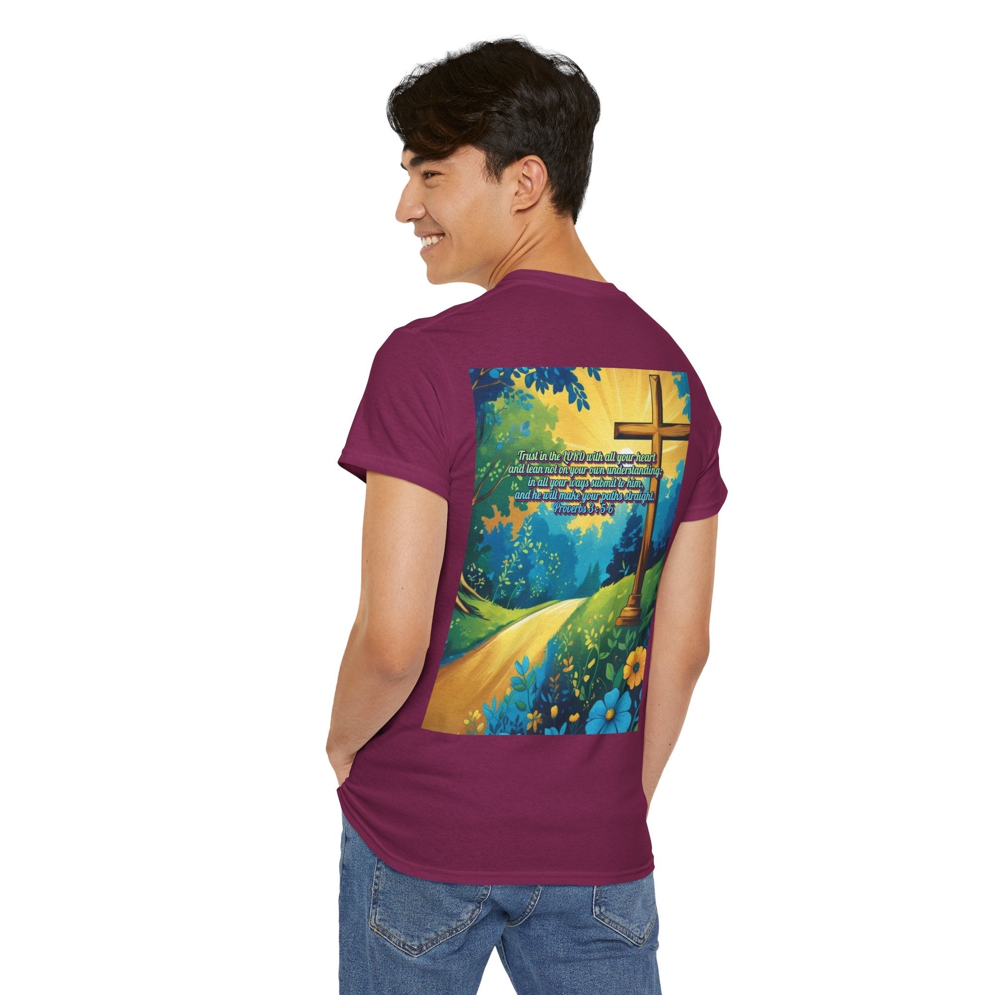 Trust in The Lord Proverbs 3:5-6 Biblical Design Unisex Heavy Cotton Tee Printify