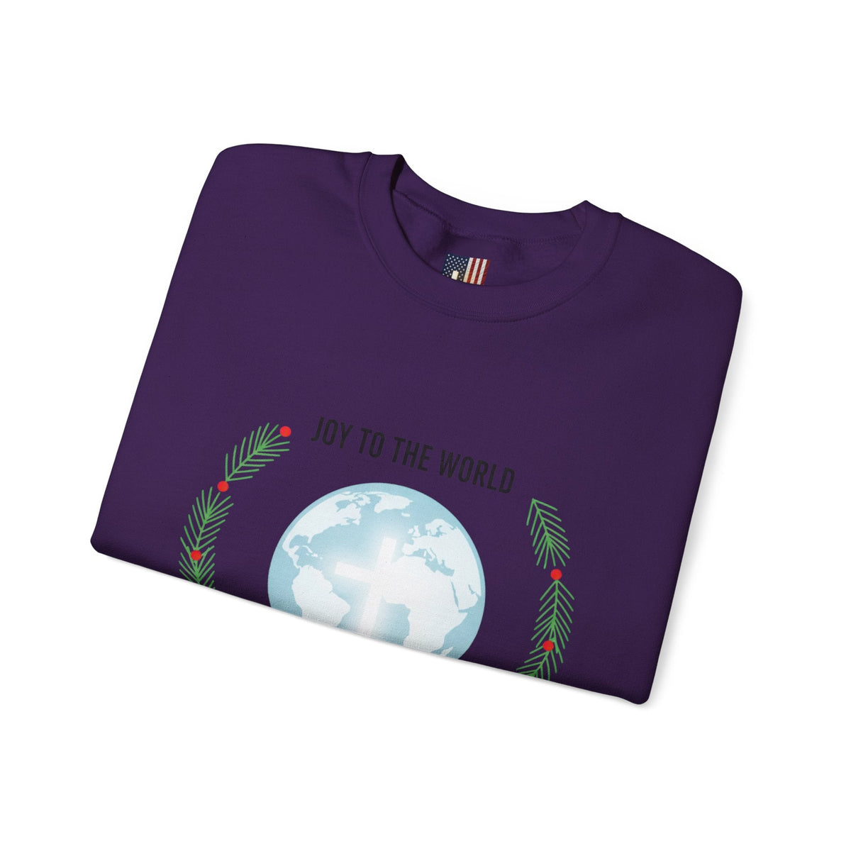 Joy to the World Sweatshirt – Wreath Earth Nativity Christian Christmas Sweatshirt for Isaiah 9:6 Holiday Faith & Festive Joy Printify