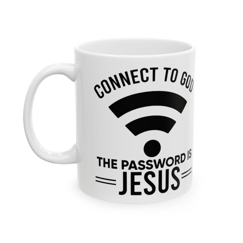 Connect to God Coffee Mug — "WIFI Password is Jesus" Funny Christian Faith Mug Printify