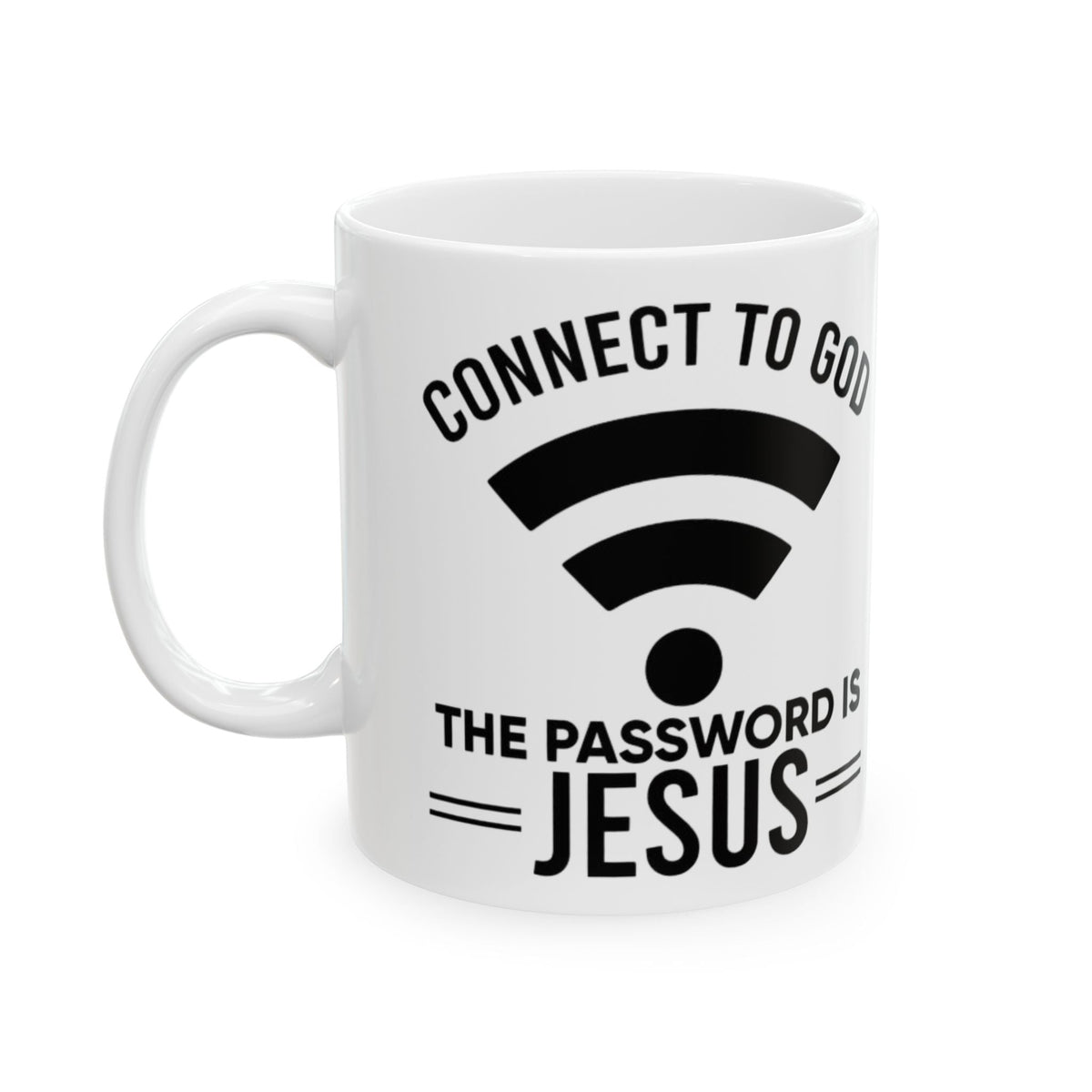 Connect to God Coffee Mug — "WIFI Password is Jesus" Funny Christian Faith Mug Printify