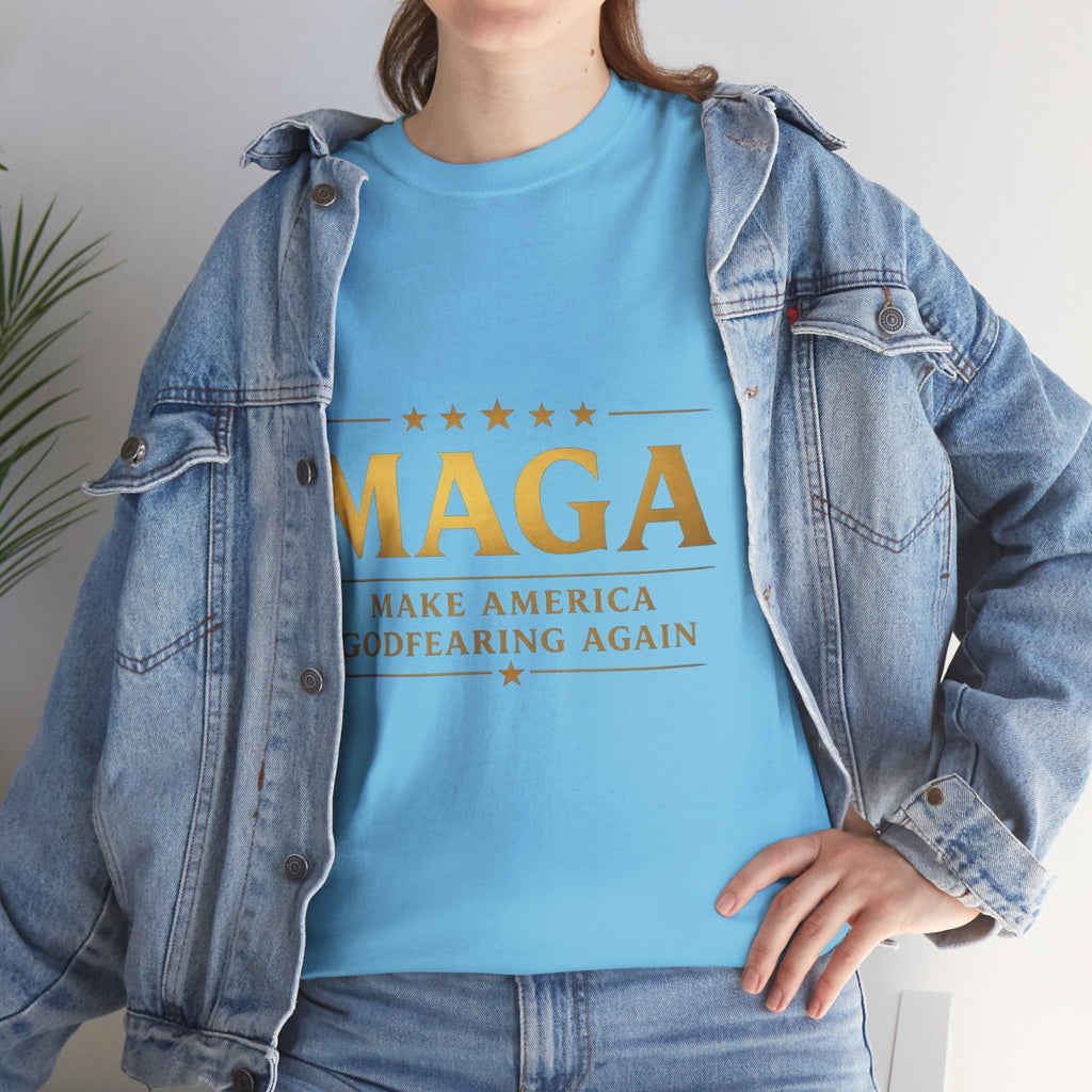 MAGA Gold Letter T-Shirt — "Make America Great Again" Printify
