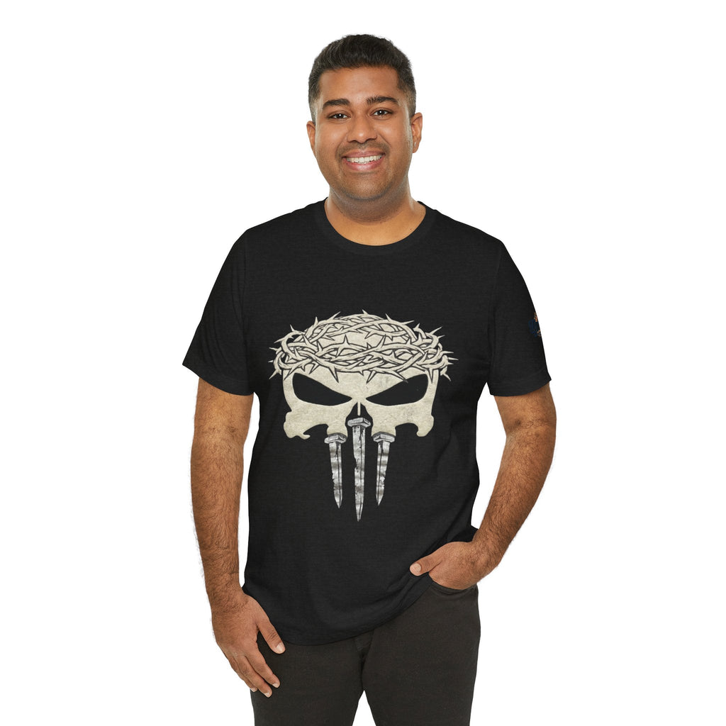 Christian Skull T-shirt - Crown of Thorns & Nails - Warrior Faith T-shirt Printify