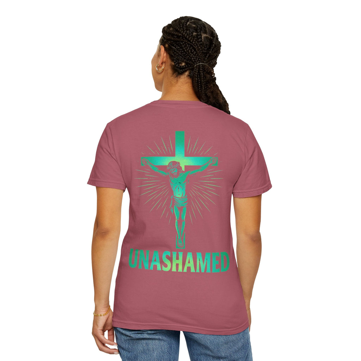 Unashamed T-shirt – Romans 1:16 Crucifixion Christian t-shirt for Bold Unwavering Faith Printify