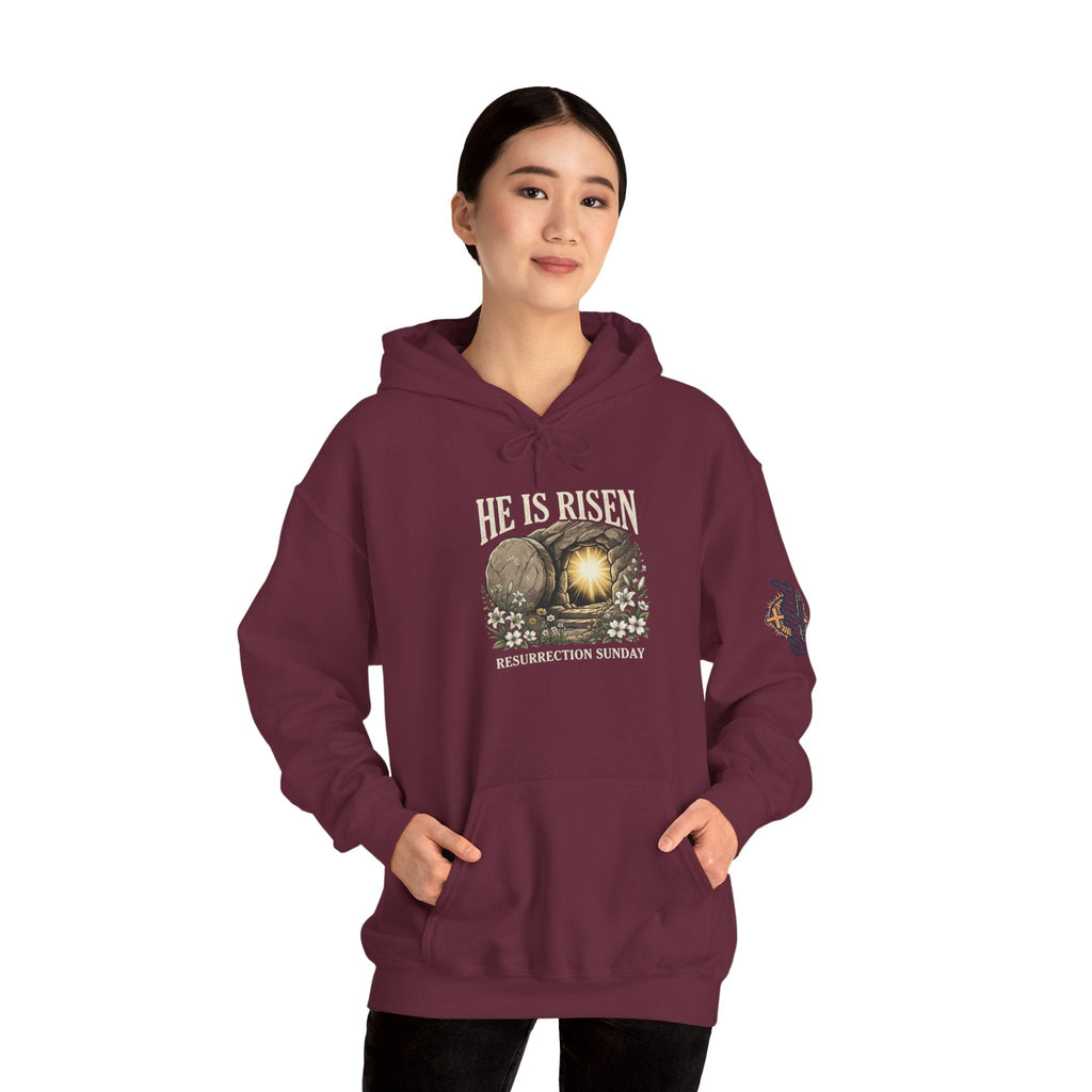 He Is Risen Hoodie — Jesus Christ Resurrection Easter Hoodie Printify