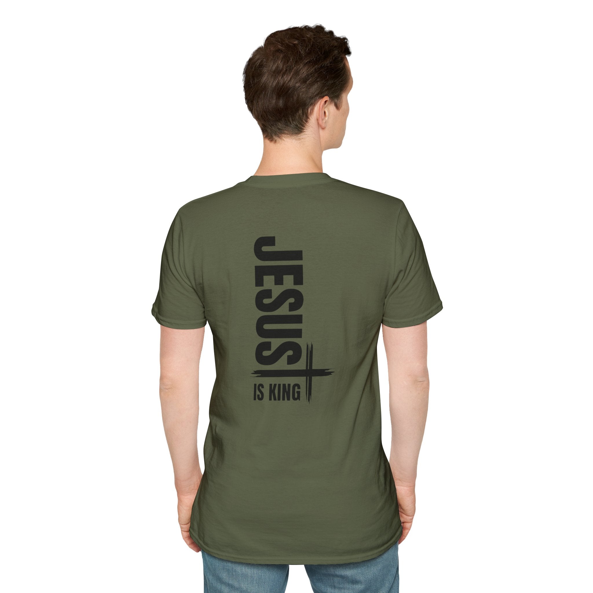 Jesus Is King T-shirt | Modern Typographic Cross Christian T-shirt Printify