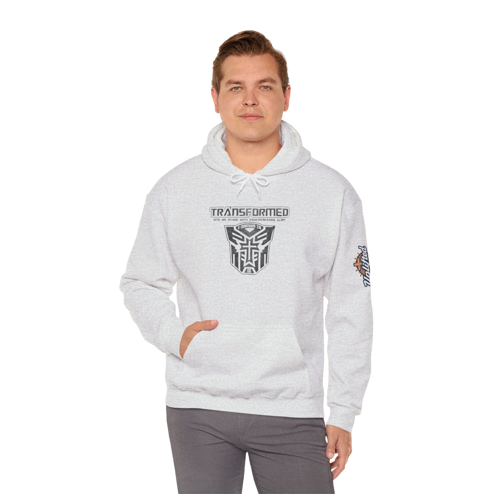 Transformer Logo Christian Hoodie | 2 Corinthians 3:18 Bible Verse Hoodie Printify