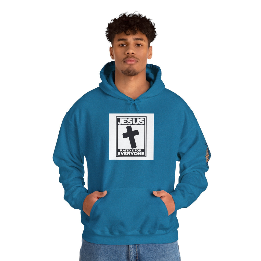 Jesus, Rated E for Everyone Hoodie - Gamer Faith Hoodie - Christian Video Game Parody Printify