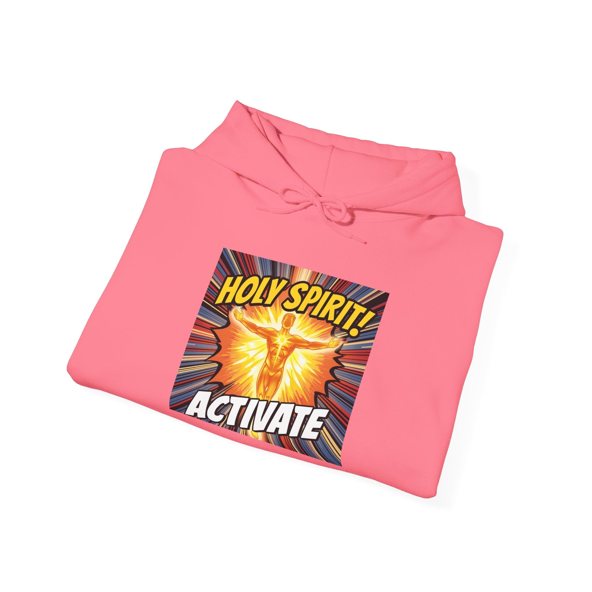 Holy Spirit Activate Hoodie – Superhero Christian Sweatshirt with Vibrant Power-Up Design for Faith-Fueled Boldness Printify