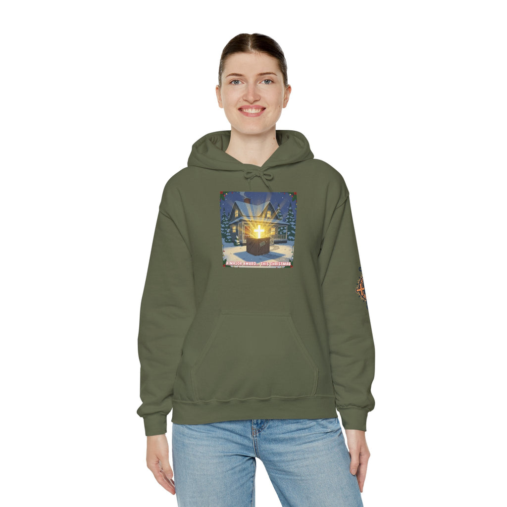 A Major Award This Christmas Hoodie – Fragile Leg Lamp Parody Cross Unboxing Christian Sweatshirt for Hilarious Faith & Holiday Glow Printify