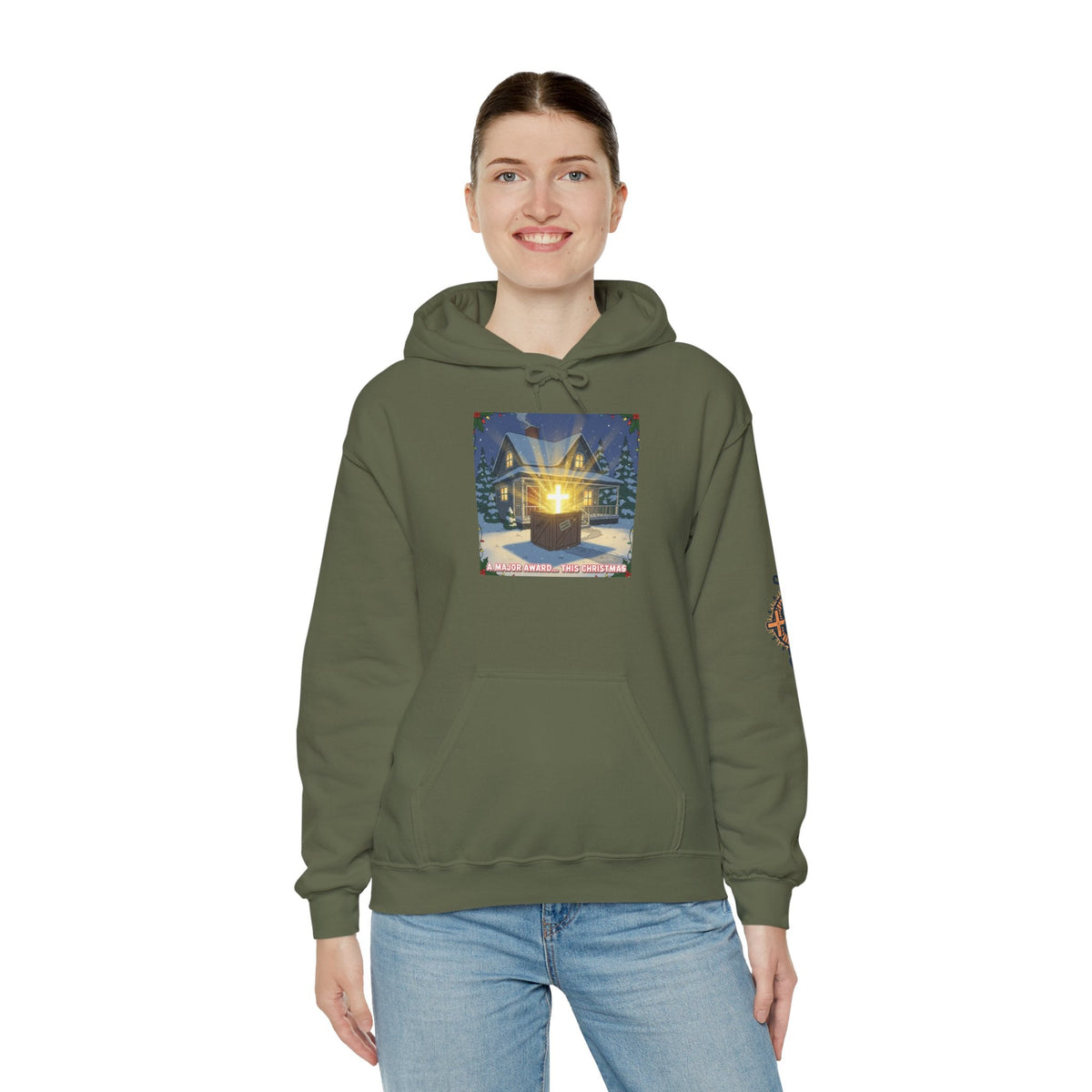 A Major Award This Christmas Hoodie – Fragile Leg Lamp Parody Cross Unboxing Christian Sweatshirt for Hilarious Faith & Holiday Glow Printify