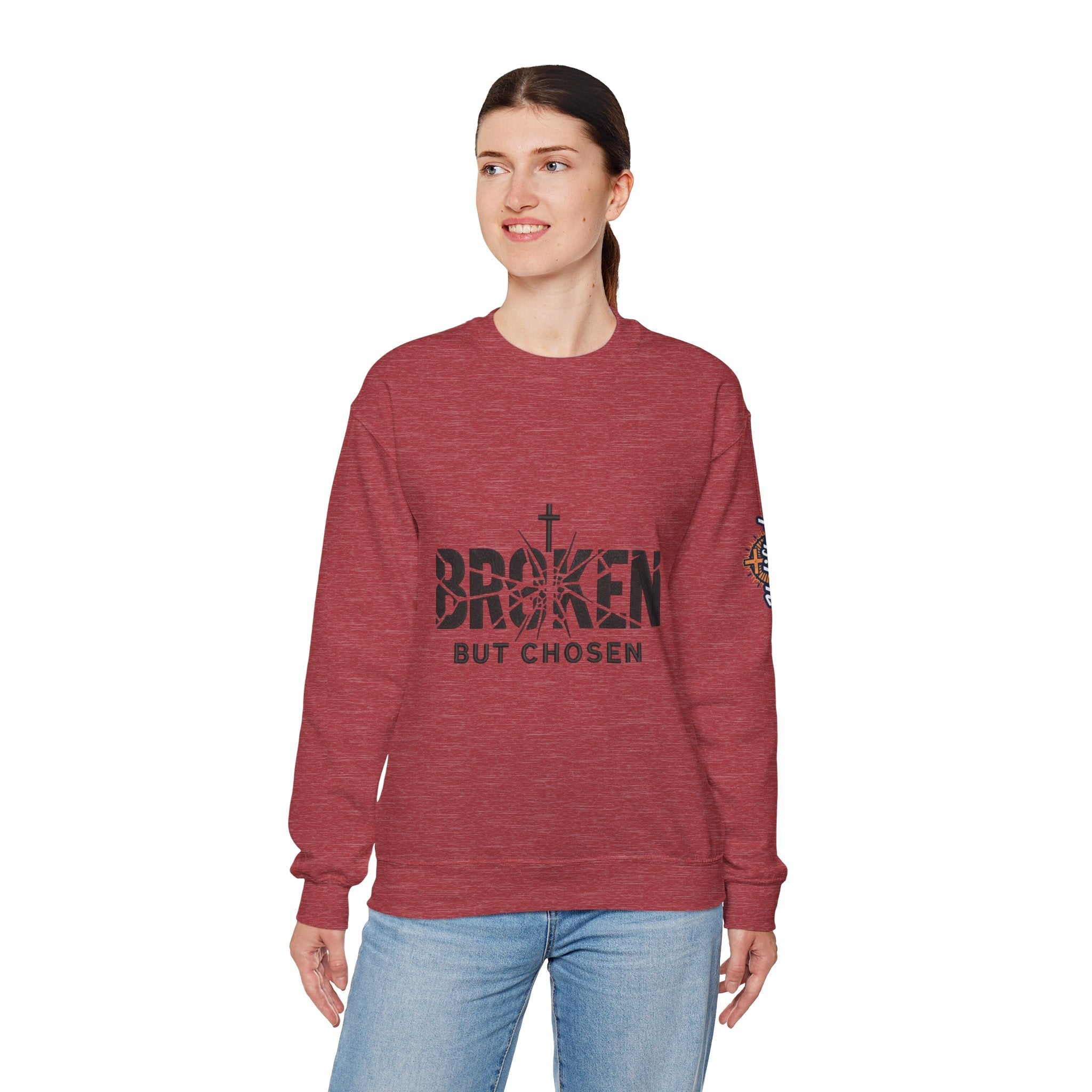 Broken But Chosen Crewneck Sweatshirt Printify