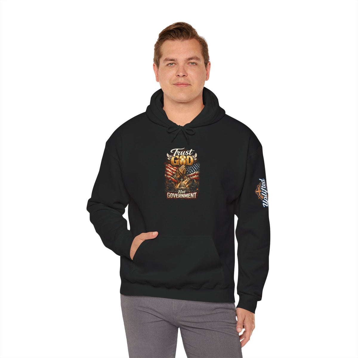 Trust God Not Government Hoodie — Vintage Patriotic Christian Hoodie Printify