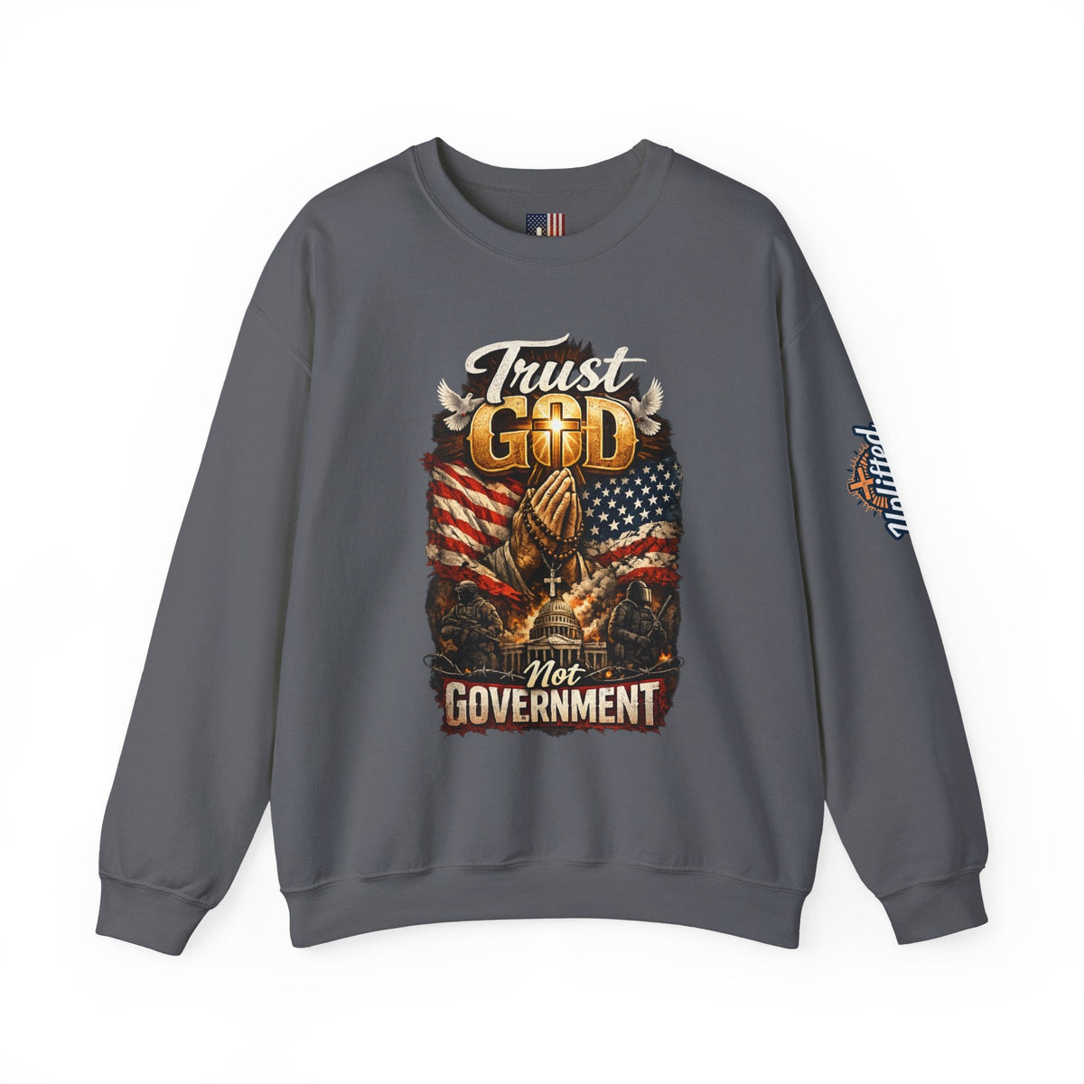 Trust God Not Government Sweatshirt — Vintage Patriotic Christian Sweatshirt Printify