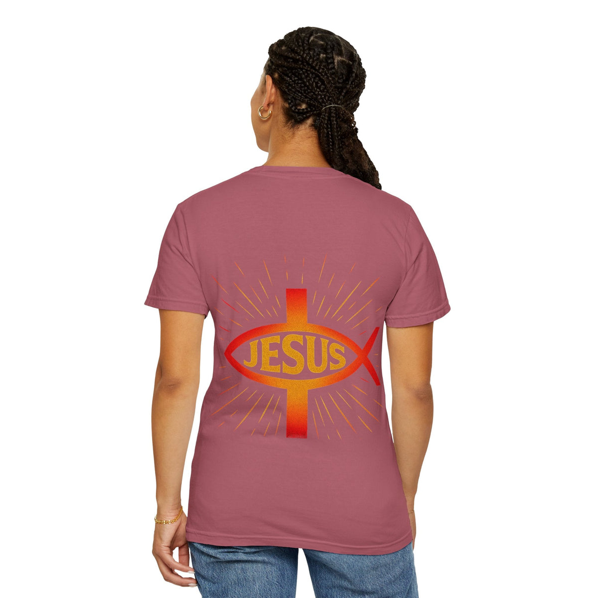 Jesus Ichthys T-shirt – Christian Fish Symbol with Cross & Jesus Inscription T-shirt for Eternal Faith & Streetwear Printify