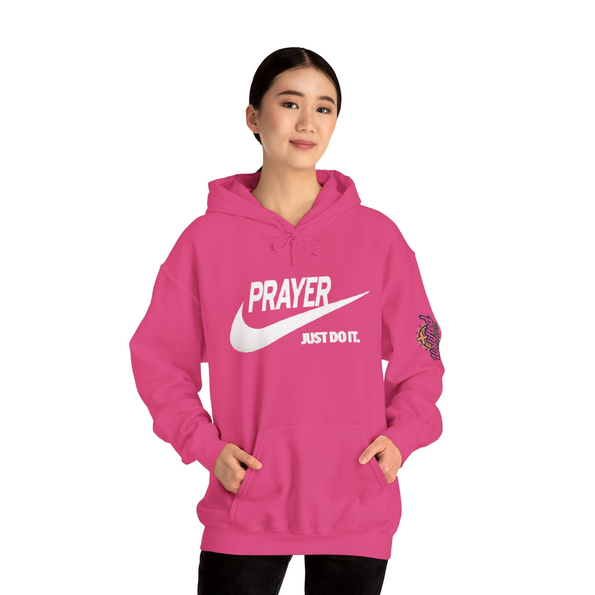 Prayer Just Do It Hoodie - Funny Christian Nike Parody Hoodie - Faith Gear Printify