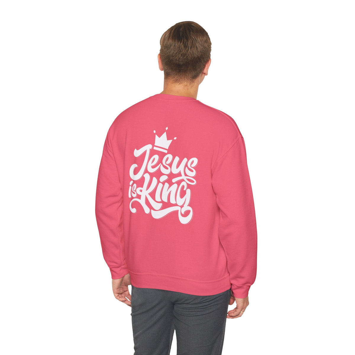 Jesus is King Sweatshirt – Bold Crown & Cross Christian Hoodie for Eternal Faith & Comfort Printify
