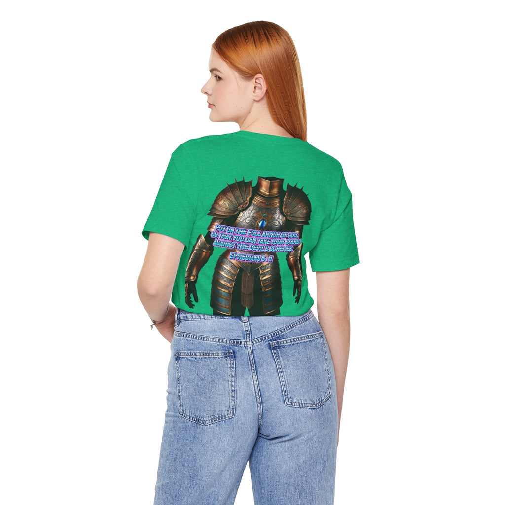 Religious Graphic Tee with Armor Of God Design Unisex Jersey Short Sleeve Tee Printify