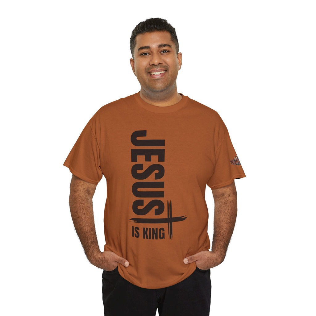 Jesus Is King T-shirt | Modern Typographic Cross Christian T-shirt Printify