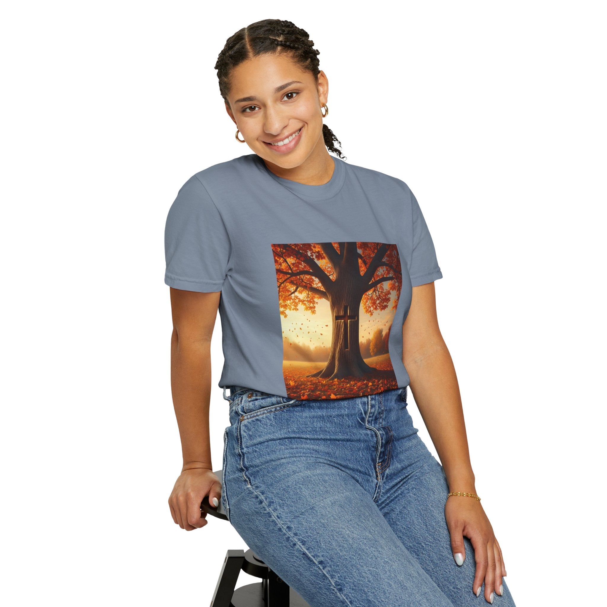Trust in the Lord T-Shirt – Autumn Tree Christian Tee with Proverbs 3:5 Printify