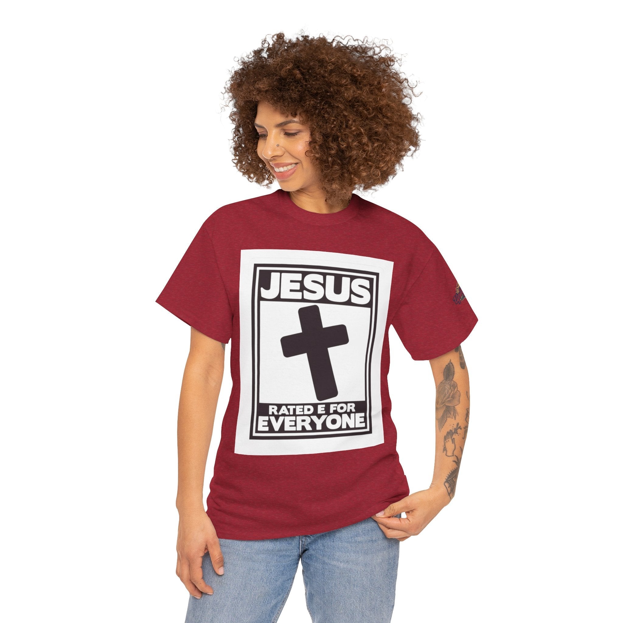 Jesus, Rated E for Everyone T-shirt - Gamer Faith T-shirt - Christian Video Game Parody Printify