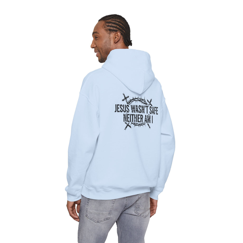 ⚡ Jesus Wasn’t Safe – Neither Am I | Bold Christian Hoodie | Storm-Walking Faith Tee | Minimalist Black & White Design | Uplifted Gear Printify