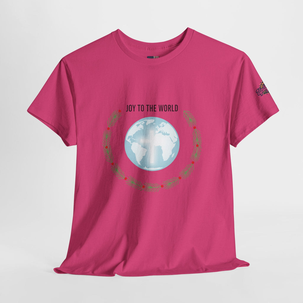 Joy to the World T-shirt – Wreath Earth Nativity Christian Christmas T-shirt for Isaiah 9:6 Holiday Faith & Festive Joy Printify