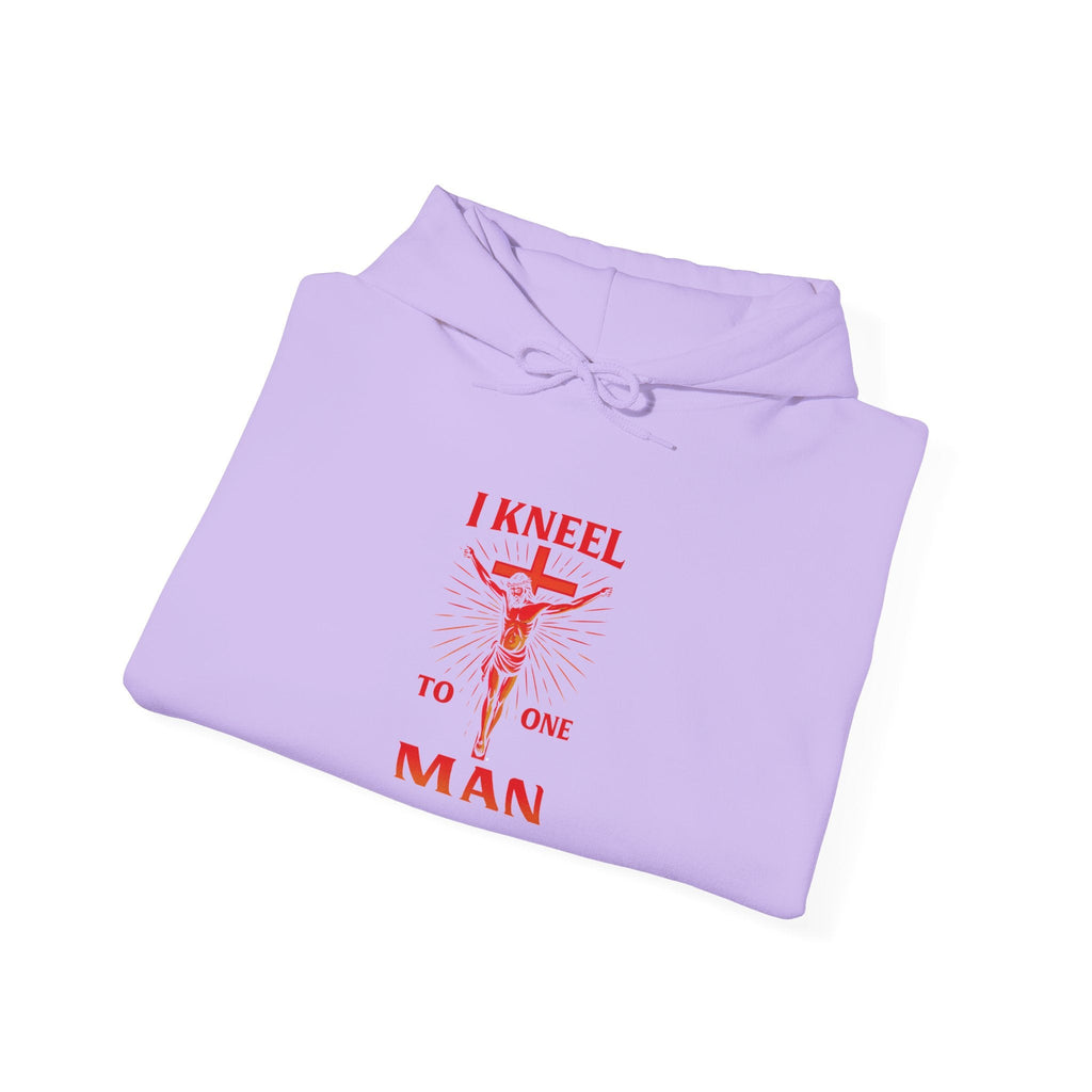 I Kneel to One Man Hoodie – Crucifixion Christian Sweatshirt for Unashamed Devotion & Bold Faith Printify