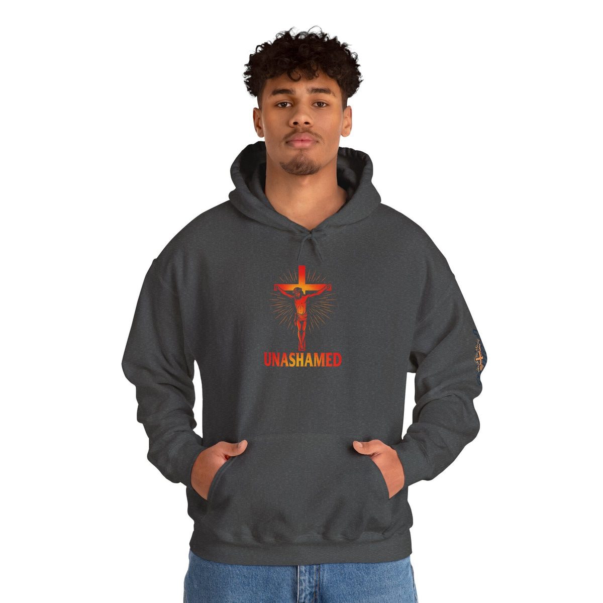 Unashamed Hoodie – Romans 1:16 Crucifixion Christian Sweatshirt for Bold Unwavering Faith Printify