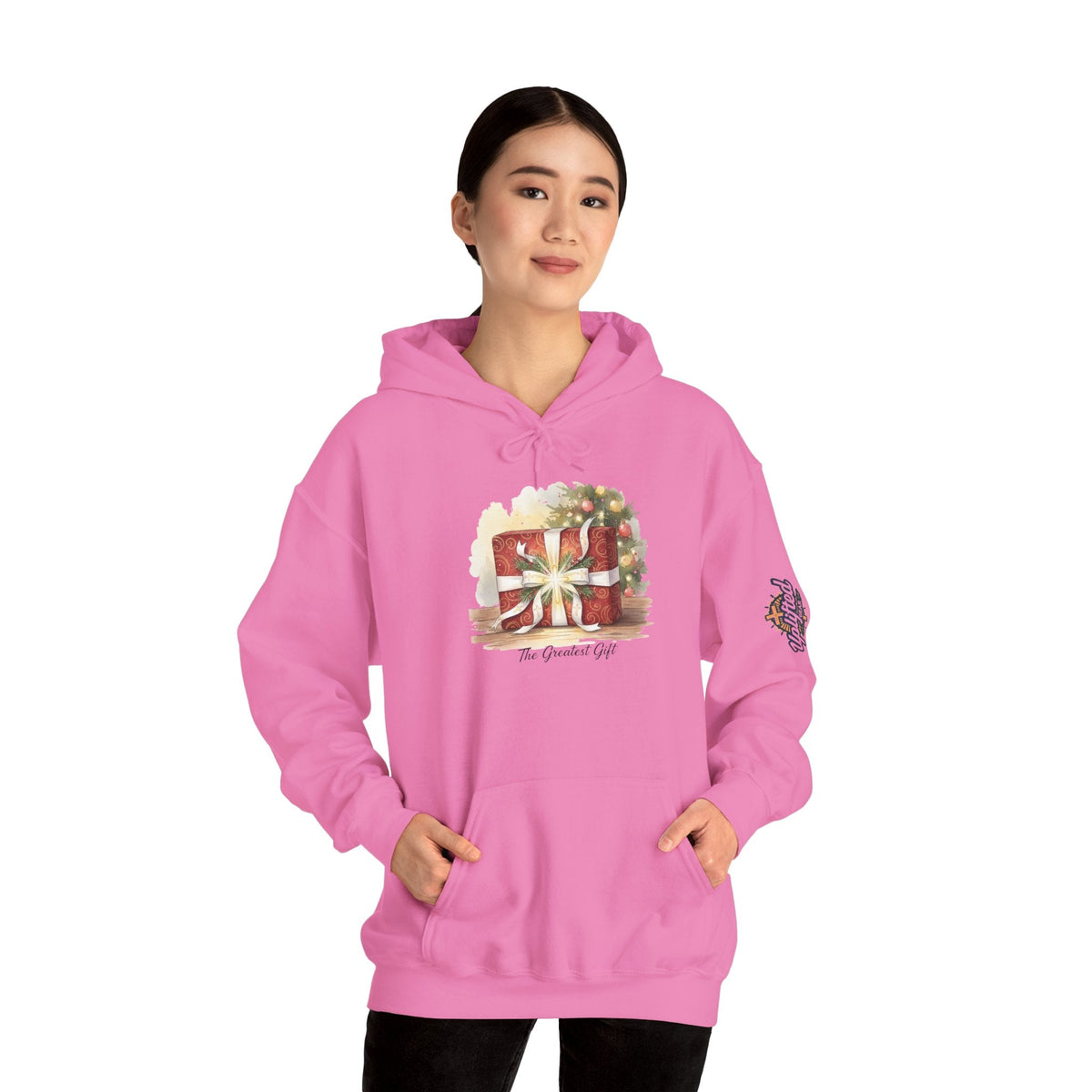 The Greatest Gift Hoodie – Cross Bow Present Christian Hoodie for Christmas Salvation & Eternal Faith Printify