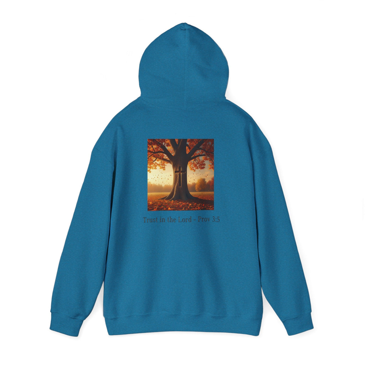 Trust in the Lord Hoodie – Autumn Tree Proverbs 3:5 Christian Hoodie for Cozy Faith Printify