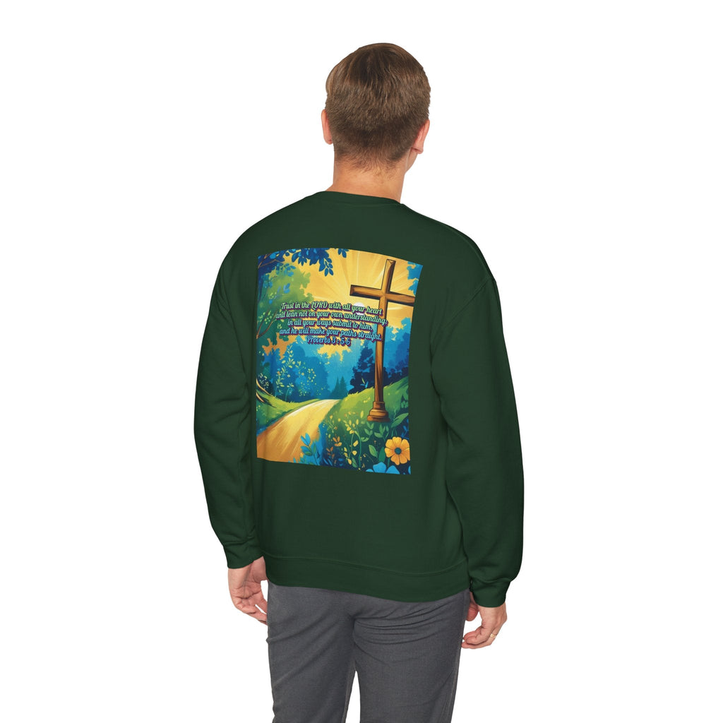 Trust in The Lord Proverbs 3:5-6 Biblical Design Crewneck Sweatshirt Printify