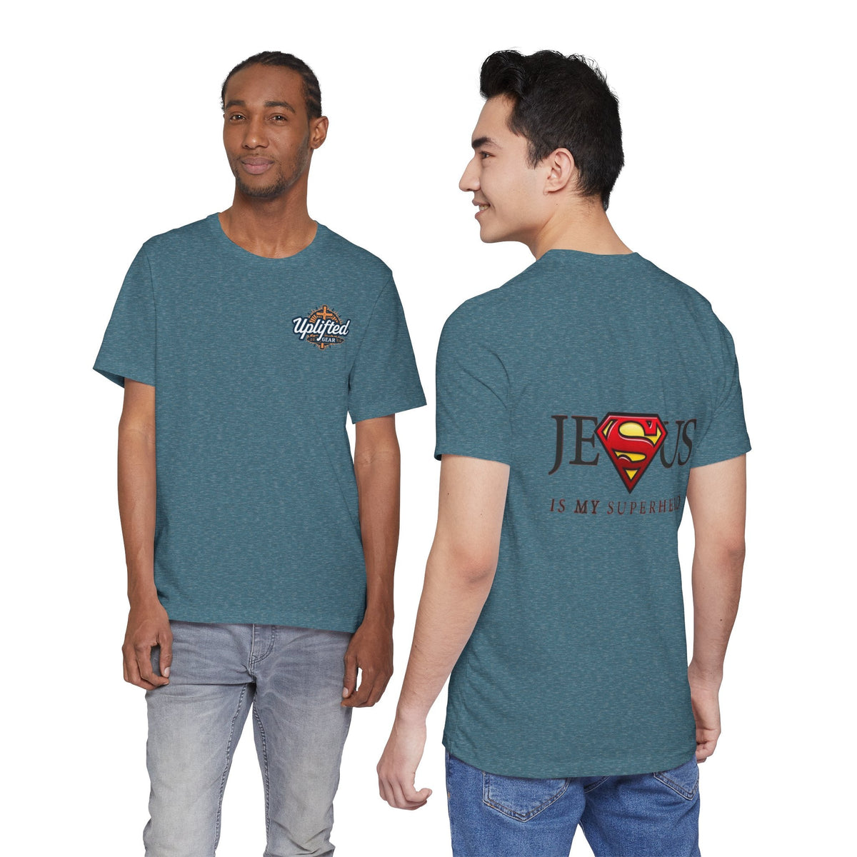 Jesus Is My Superhero T-Shirt — Faith-Based Superman-Inspired Tee Printify