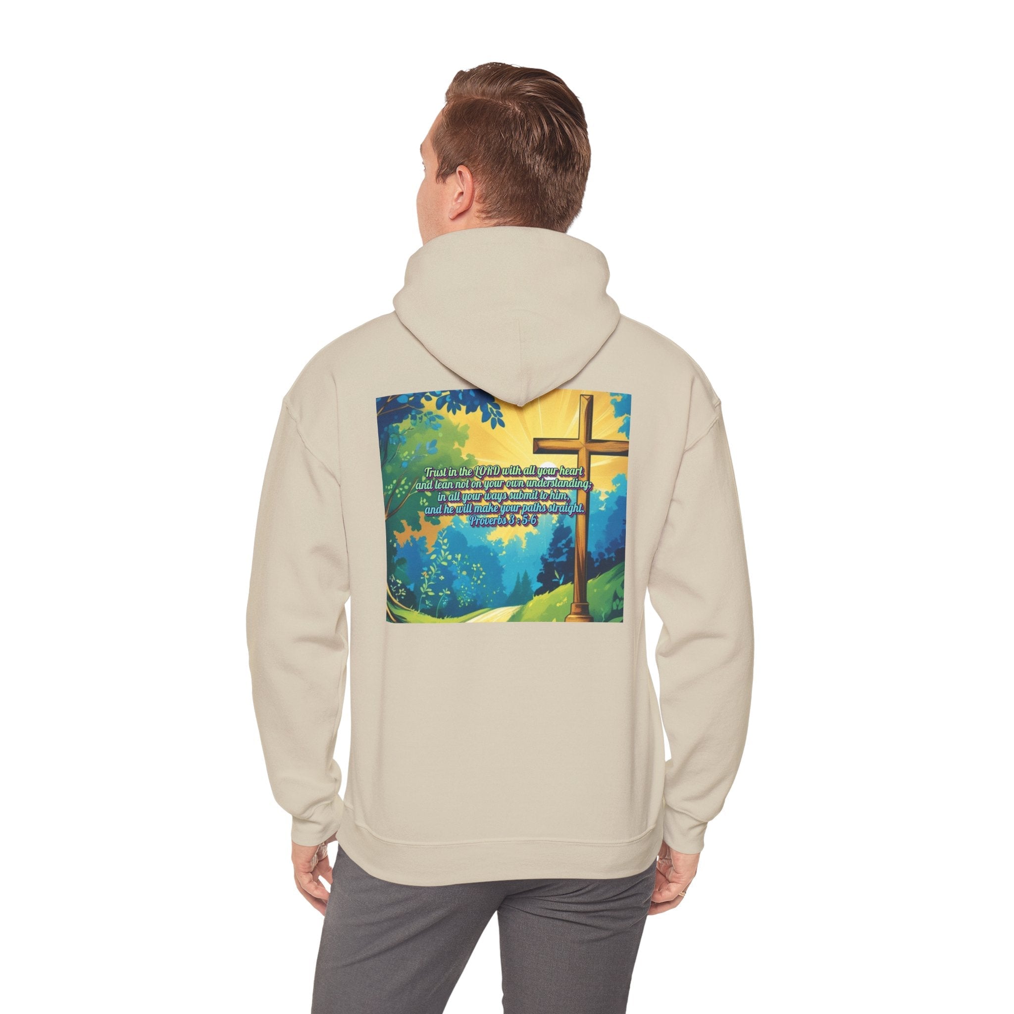 Trust in The Lord Proverbs 3:5-6 Biblical Design Unisex Heavy Blend™ Hooded Sweatshirt Printify