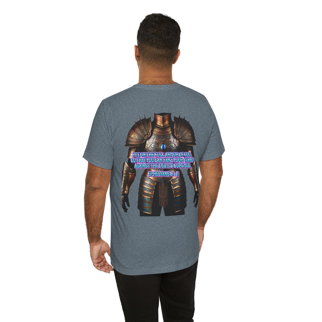 Religious Graphic Tee with Armor Of God Design Unisex Jersey Short Sleeve Tee Printify