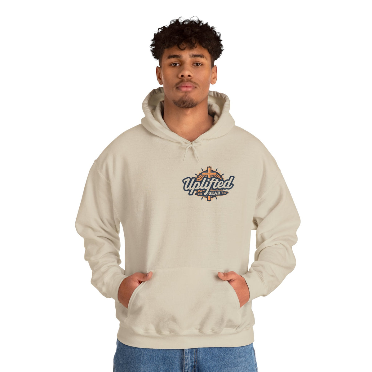🔥 I’m With Him → Christian Hoodie | Arrow Pointing to Jesus | Minimalist Faith Tee | Subtle Cross Design | Bible-Inspired Apparel by Uplifted Gear Printify