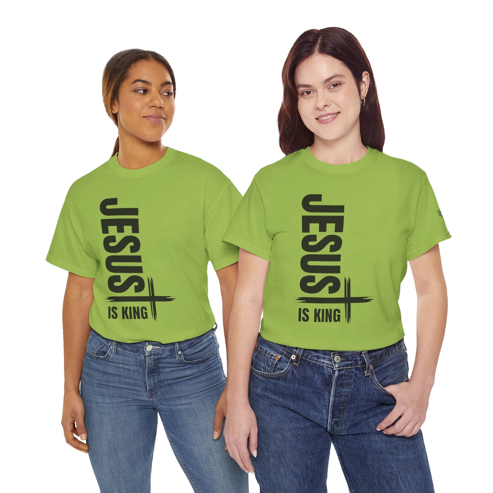 Jesus Is King T-shirt | Modern Typographic Cross Christian T-shirt Printify