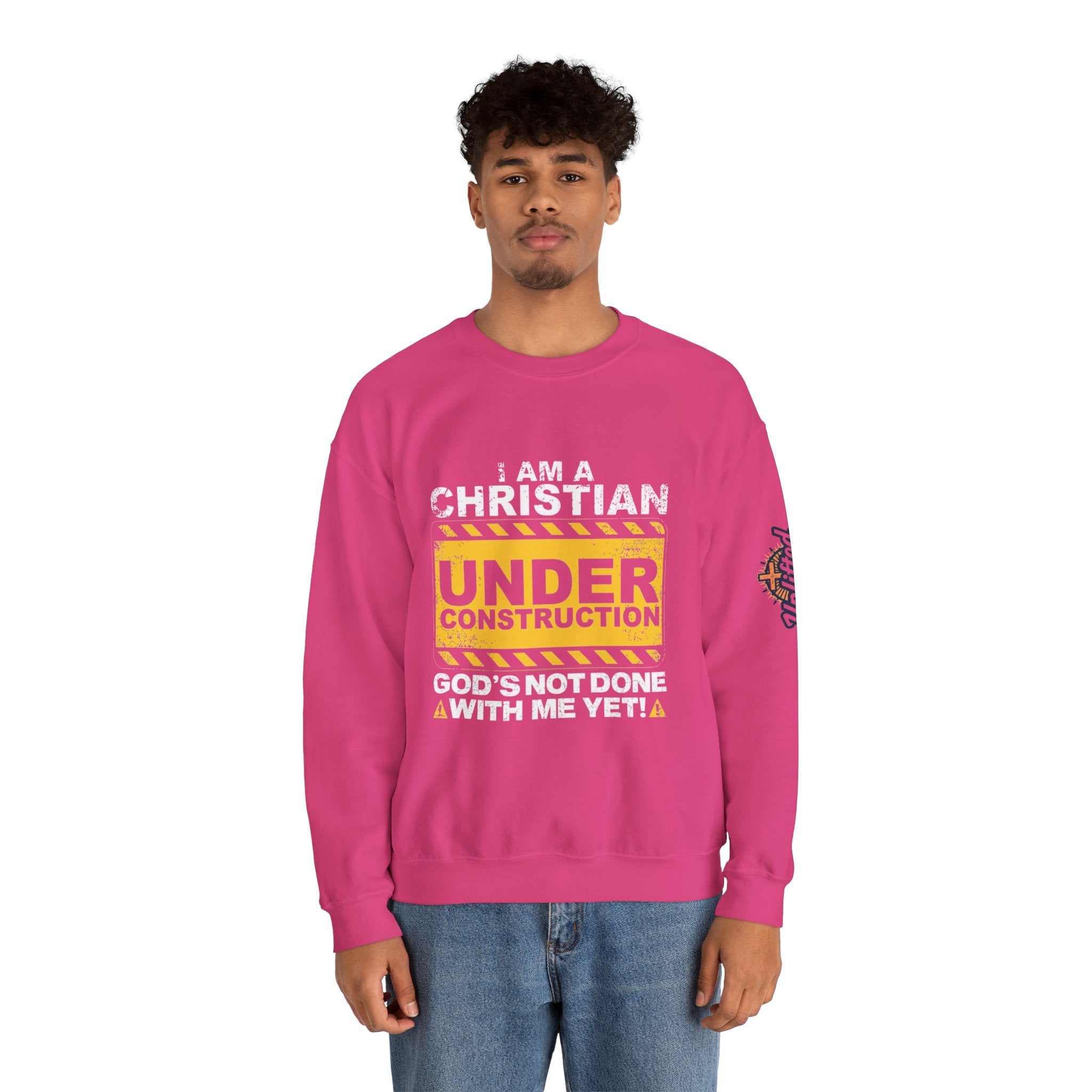 Christian Under Construction Sweatshirt | God Is Not Done With Me Yet Sweatshirt Printify