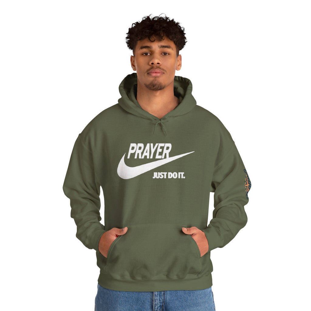 Prayer Just Do It Hoodie - Funny Christian Nike Parody Hoodie - Faith Gear Printify