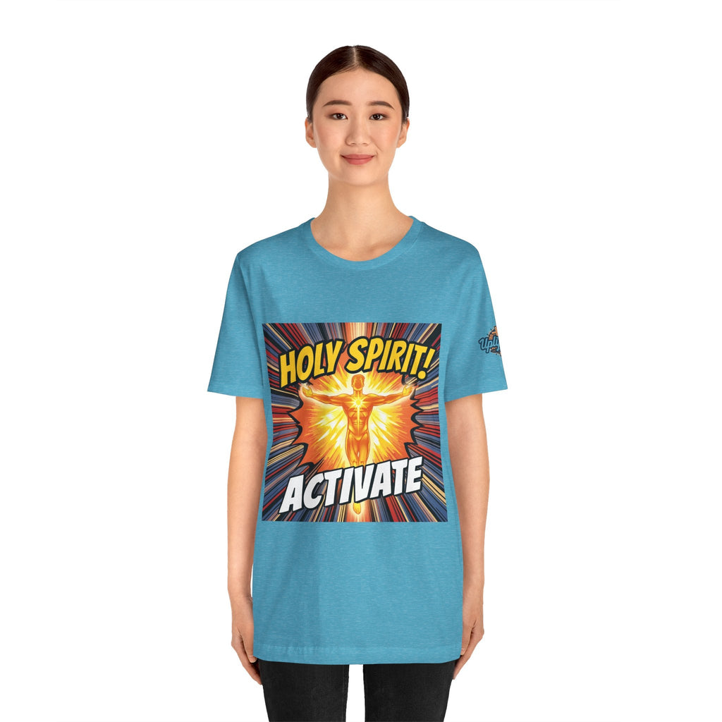 Holy Spirit Activate T-shirt – Superhero Christian T-shirt with Vibrant Power-Up Design for Faith-Fueled Boldness Printify