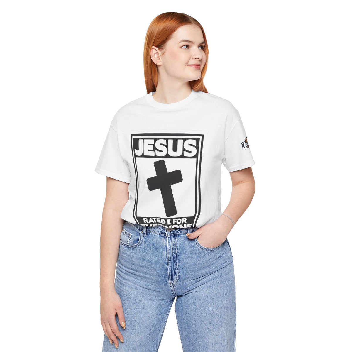 Jesus, Rated E for Everyone T-shirt - Gamer Faith T-shirt - Christian Video Game Parody Printify
