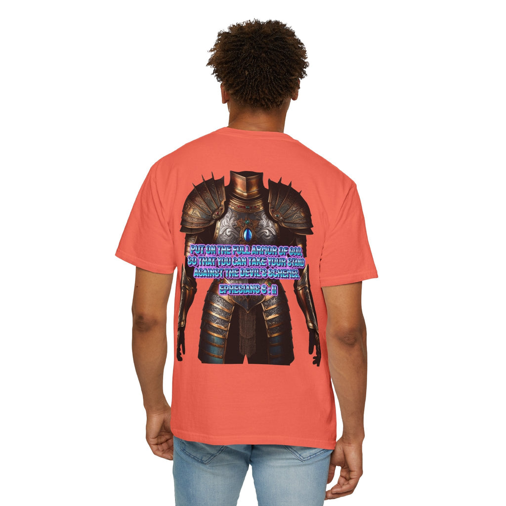 Religious Graphic Tee with Armor Of God Design - Unisex Garment-Dyed T-shirt Printify